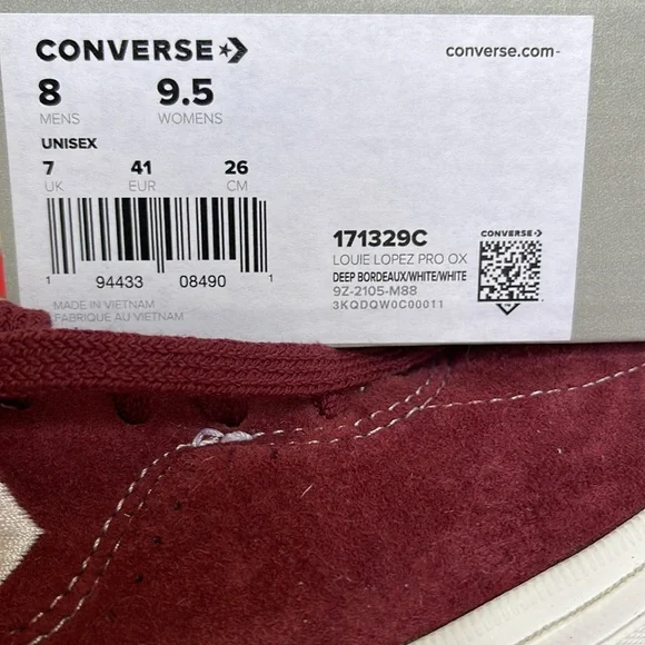 Converse 171329C
LOUIE LOPEZ PRO OX
DEEP BORDEAUX/WHITE/WHITE
WMNS sneakers - Picture 16 of 16